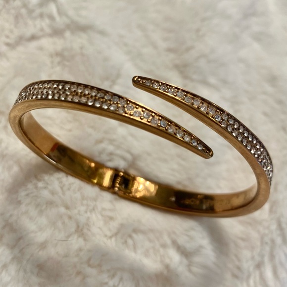 Michael Kors Jewelry - Michael Kors Bangle Bracelet Gold-Tone Pave Stones Brilliance Matchstick Hinged